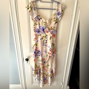 White Floral Off the Shoulder High Low Dress